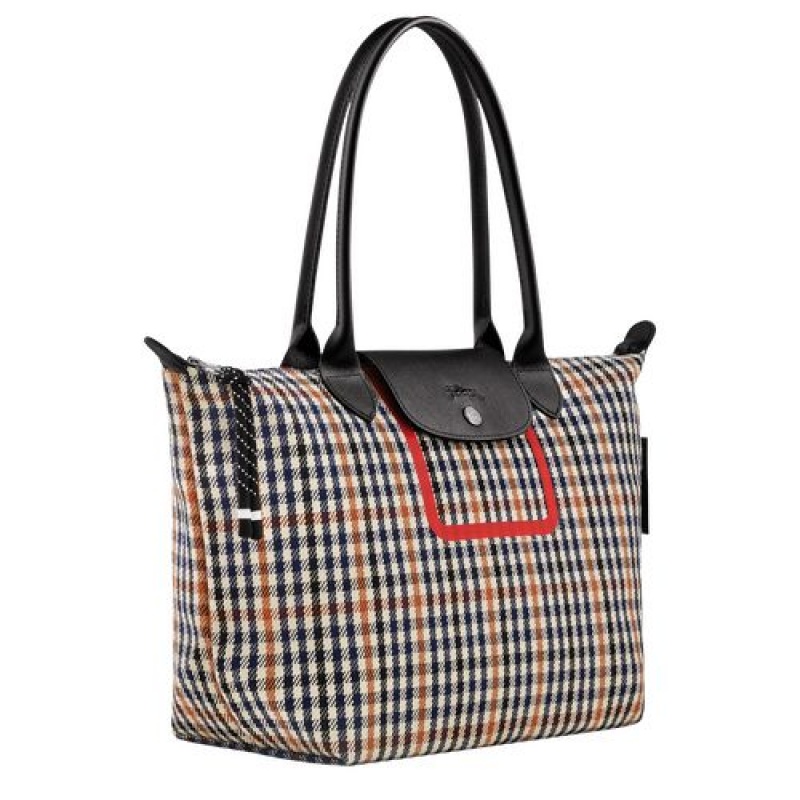 Longchamp Le Pliage Collection Shopping bag S Navy/Cognac | QELAWDI-32