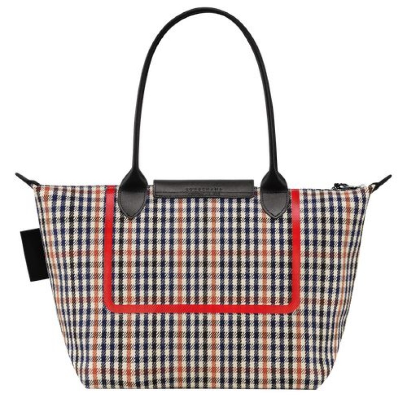 Longchamp Le Pliage Collection Shopping bag S Navy/Cognac | QELAWDI-32