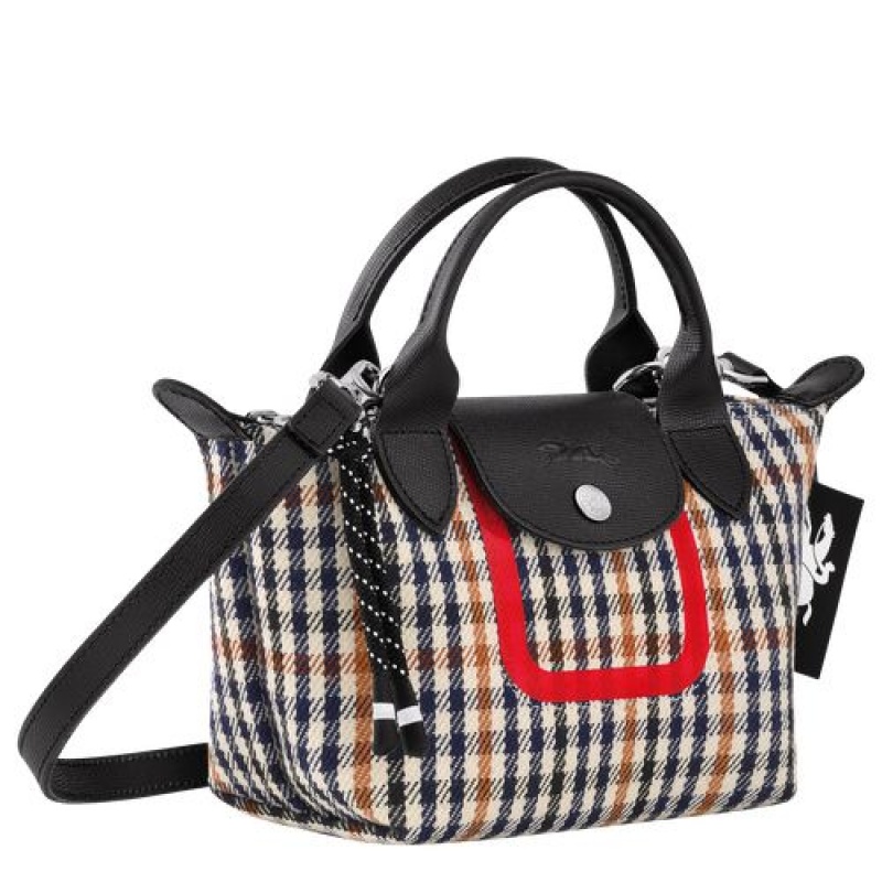 Longchamp Le Pliage Collection Top handle bag XS Navy/Cognac | LGOHMUE-70