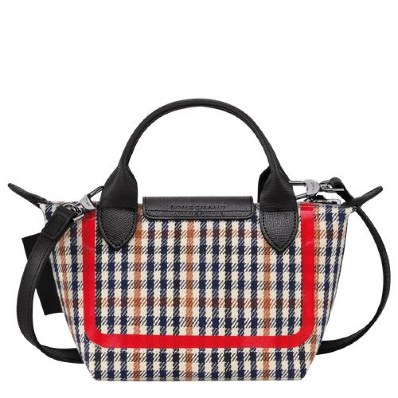 Longchamp Le Pliage Collection Top handle bag XS Navy/Cognac | LGOHMUE-70