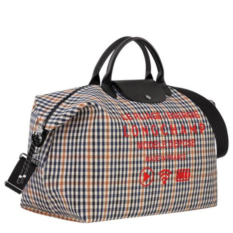 Longchamp Le Pliage Collection Travel bag L Navy/Cognac | GBHWSJN-43