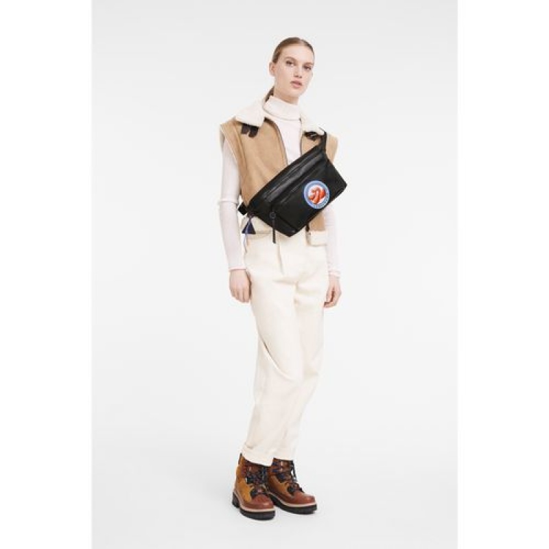 Longchamp Le Pliage Cuir Belt bag Black | GWRTXKZ-19