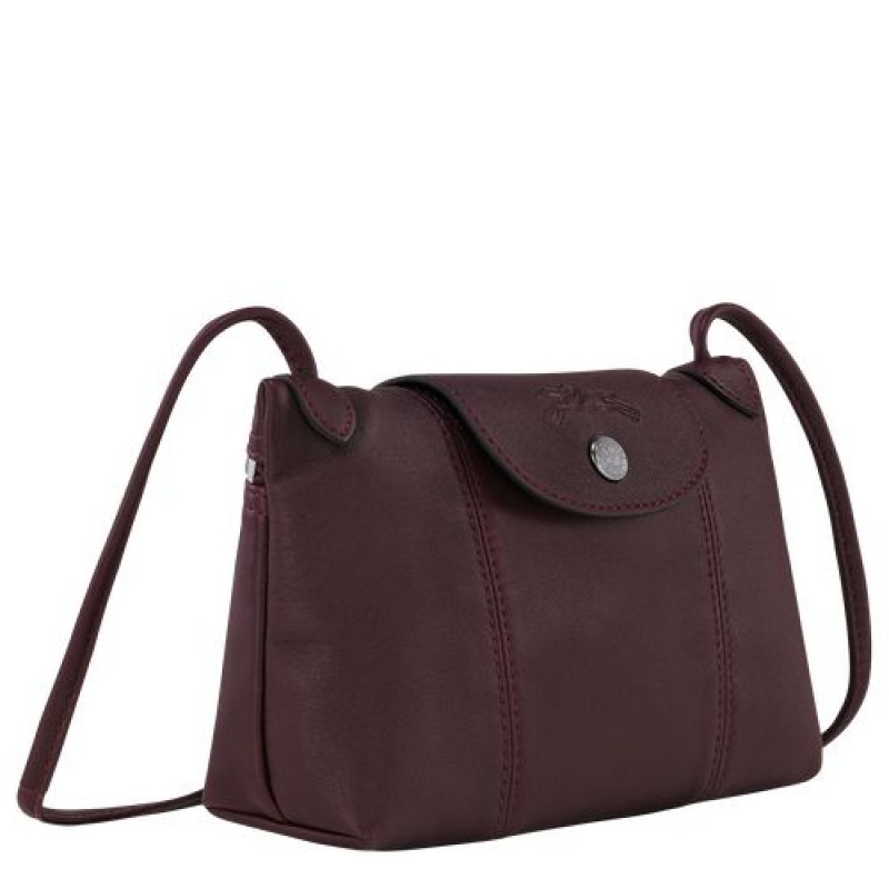 Longchamp Le Pliage Cuir Crossbody bag Burgundy | AHNWBOG-73