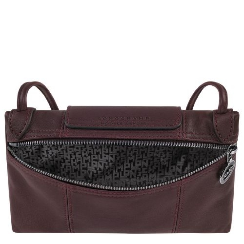 Longchamp Le Pliage Cuir Crossbody bag Burgundy | AHNWBOG-73