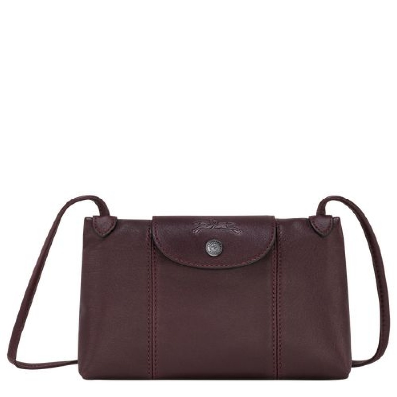 Longchamp Le Pliage Cuir Crossbody bag Burgundy | AHNWBOG-73