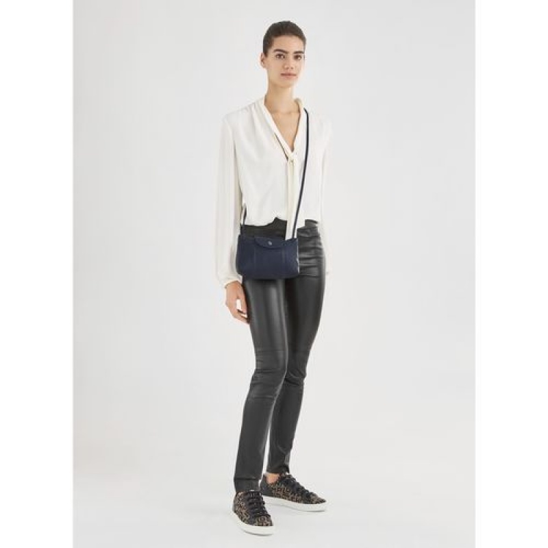 Longchamp Le Pliage Cuir Crossbody bag Navy | WDOLBAM-12