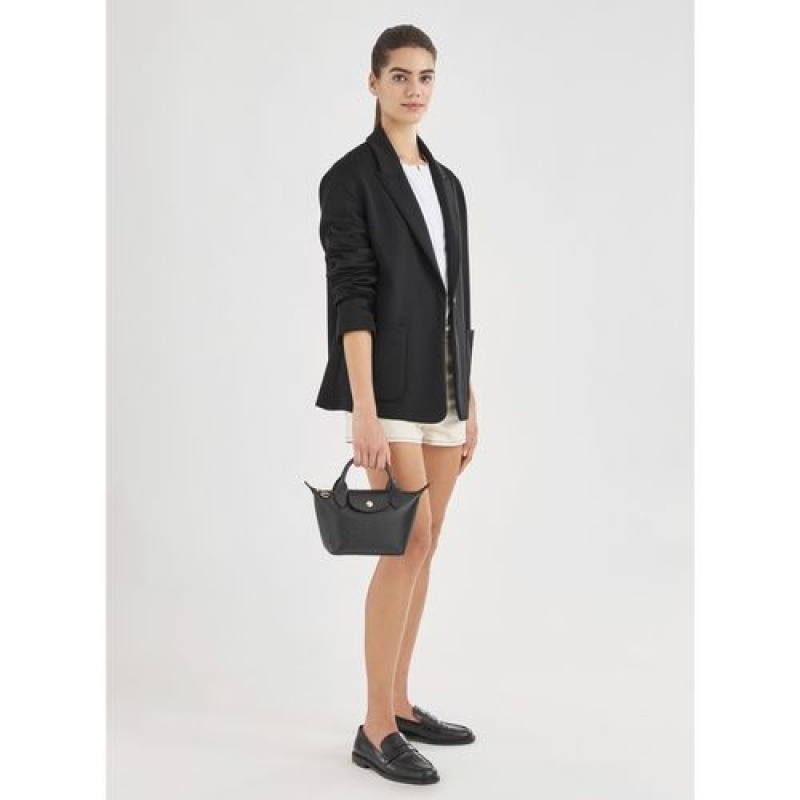 Longchamp Le Pliage Cuir LGP Top handle bag XS Black | VNCTHBD-52