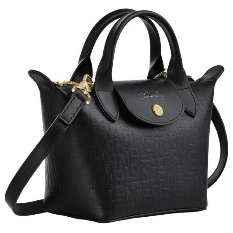 Longchamp Le Pliage Cuir LGP Top handle bag XS Black | VNCTHBD-52