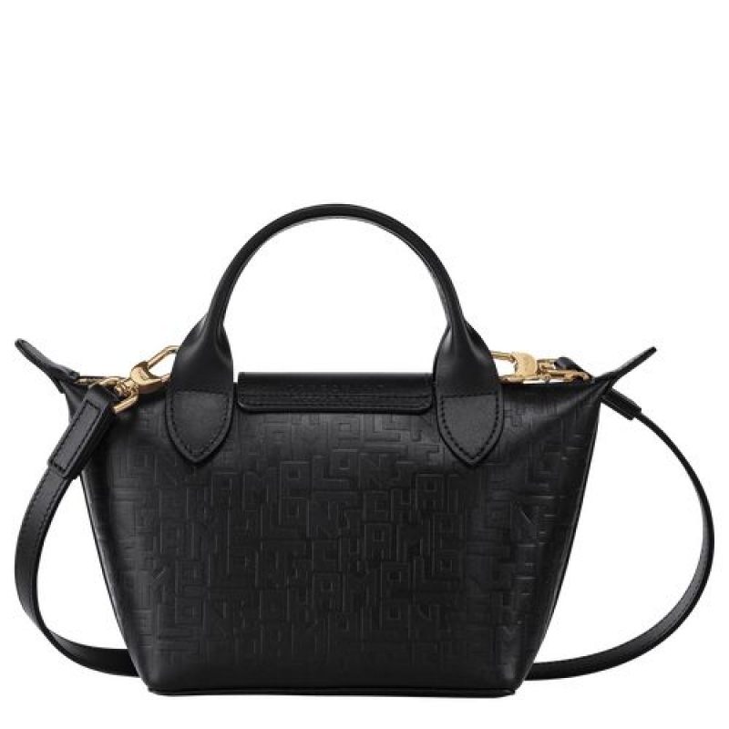 Longchamp Le Pliage Cuir LGP Top handle bag XS Black | VNCTHBD-52