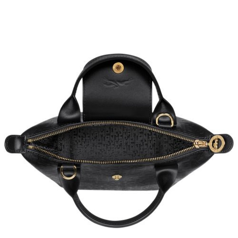 Longchamp Le Pliage Cuir LGP Top handle bag XS Black | VNCTHBD-52