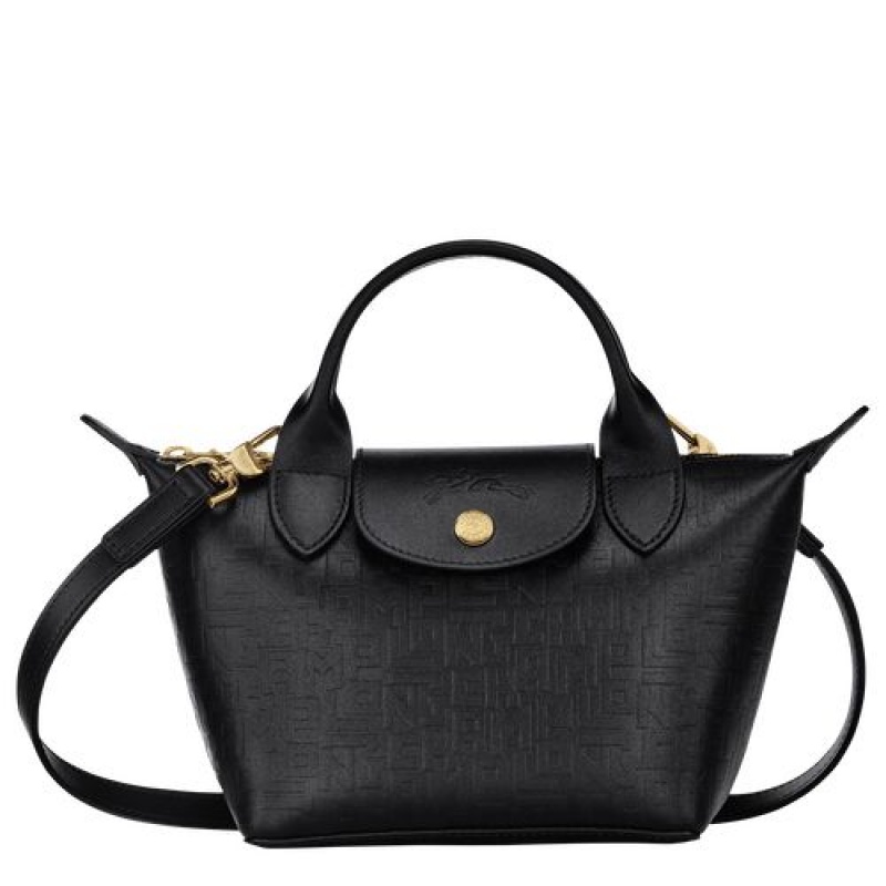 Longchamp Le Pliage Cuir LGP Top handle bag XS Black | VNCTHBD-52