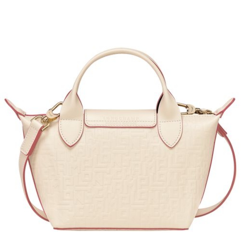 Longchamp Le Pliage Cuir LGP Top handle bag XS Ecru | HSTZELN-62