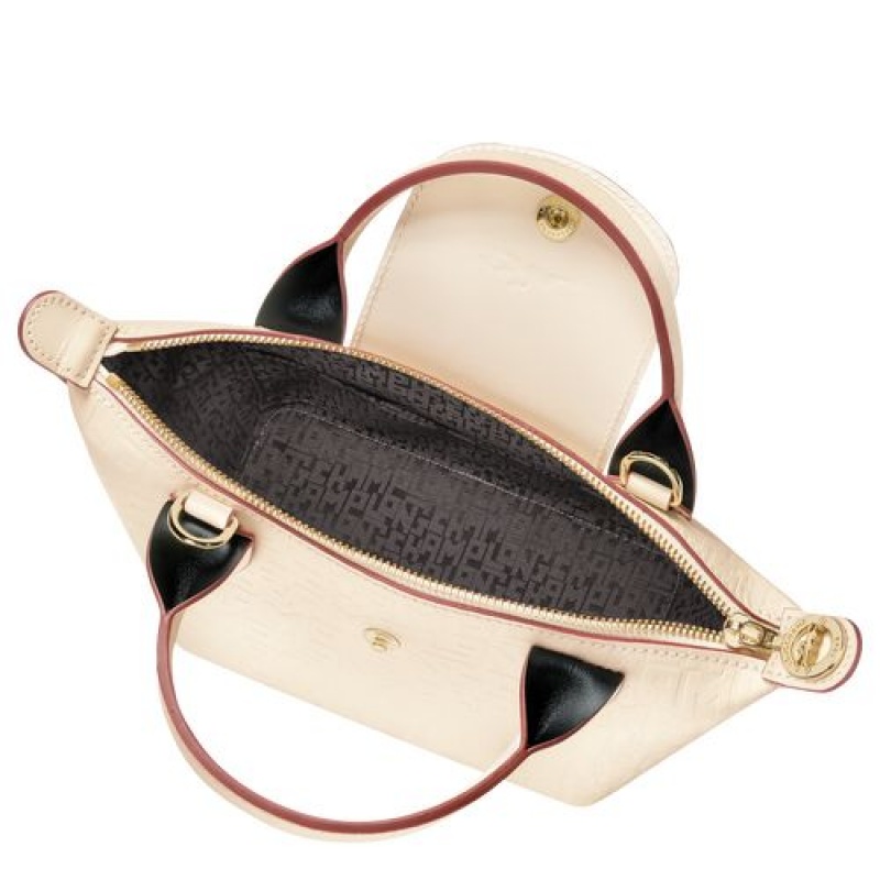 Longchamp Le Pliage Cuir LGP Top handle bag XS Ecru | HSTZELN-62