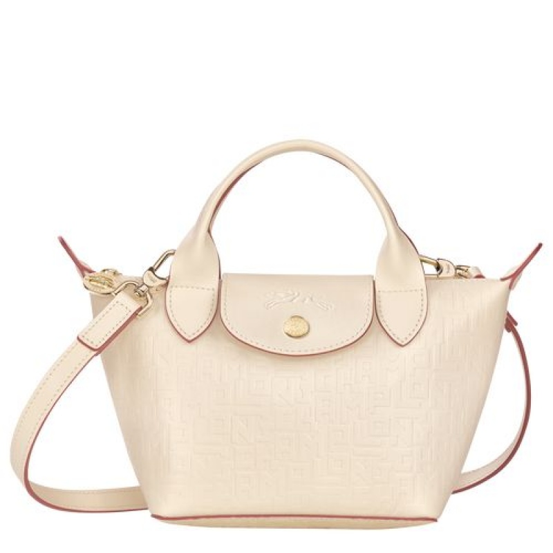 Longchamp Le Pliage Cuir LGP Top handle bag XS Ecru | HSTZELN-62