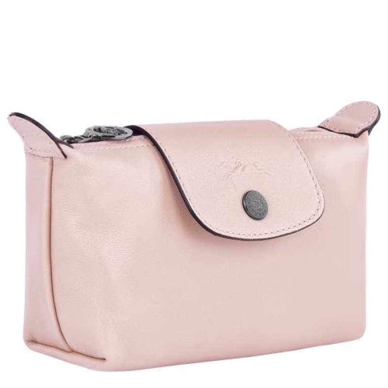 Longchamp Le Pliage Cuir Pouch Pale Pink | DMIHGZJ-04