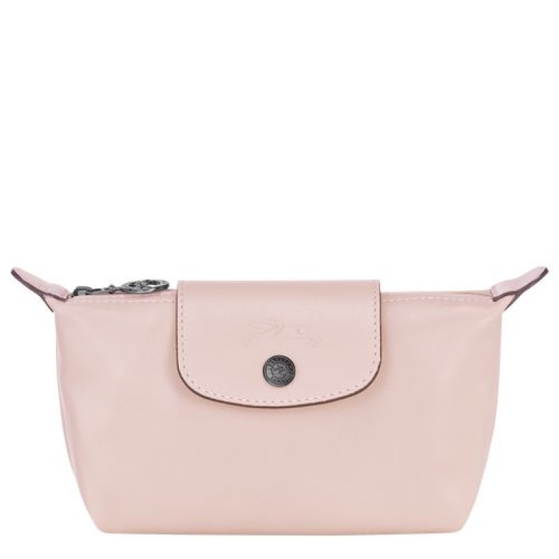 Longchamp Le Pliage Cuir Pouch Pale Pink | DMIHGZJ-04