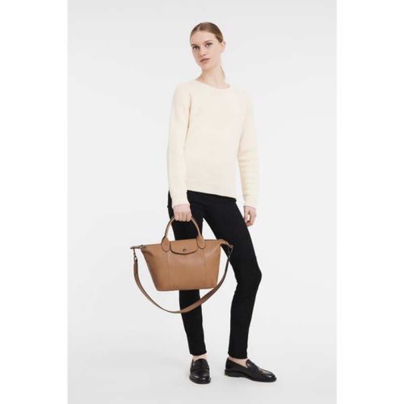 Longchamp Le Pliage Cuir Top handle bag S Hazelnut | HPYMDKB-75