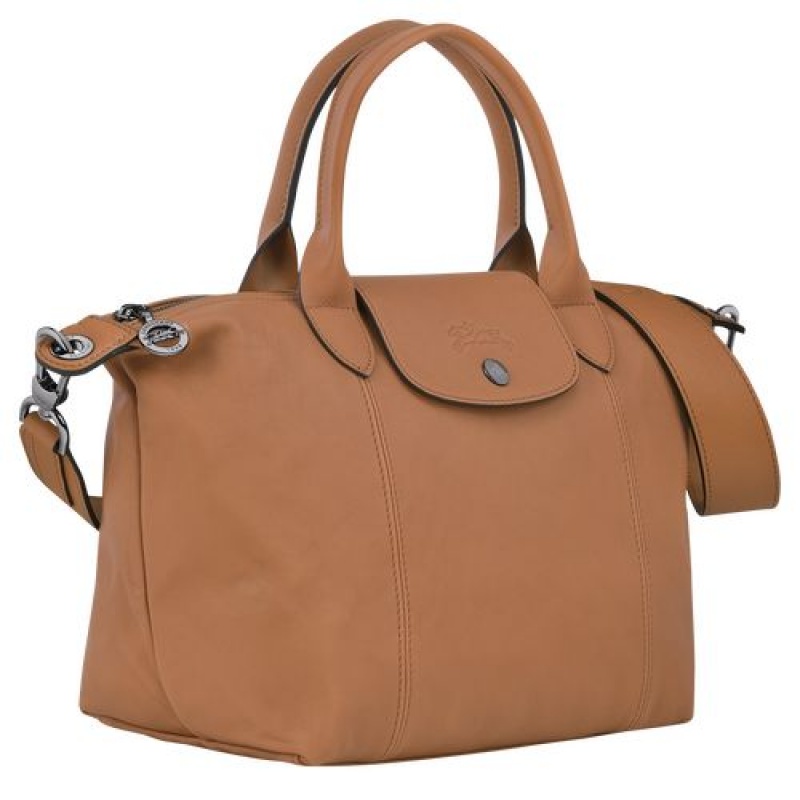 Longchamp Le Pliage Cuir Top handle bag S Hazelnut | HPYMDKB-75