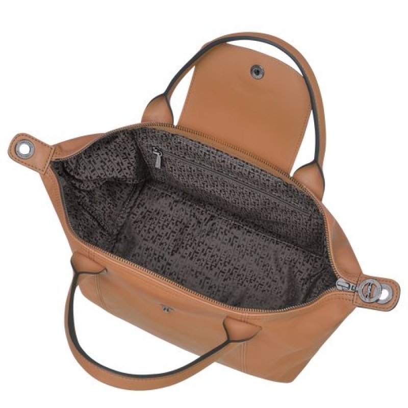 Longchamp Le Pliage Cuir Top handle bag S Hazelnut | HPYMDKB-75