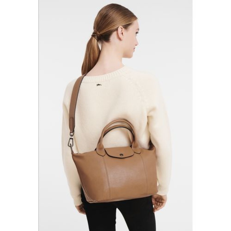 Longchamp Le Pliage Cuir Top handle bag S Hazelnut | HPYMDKB-75