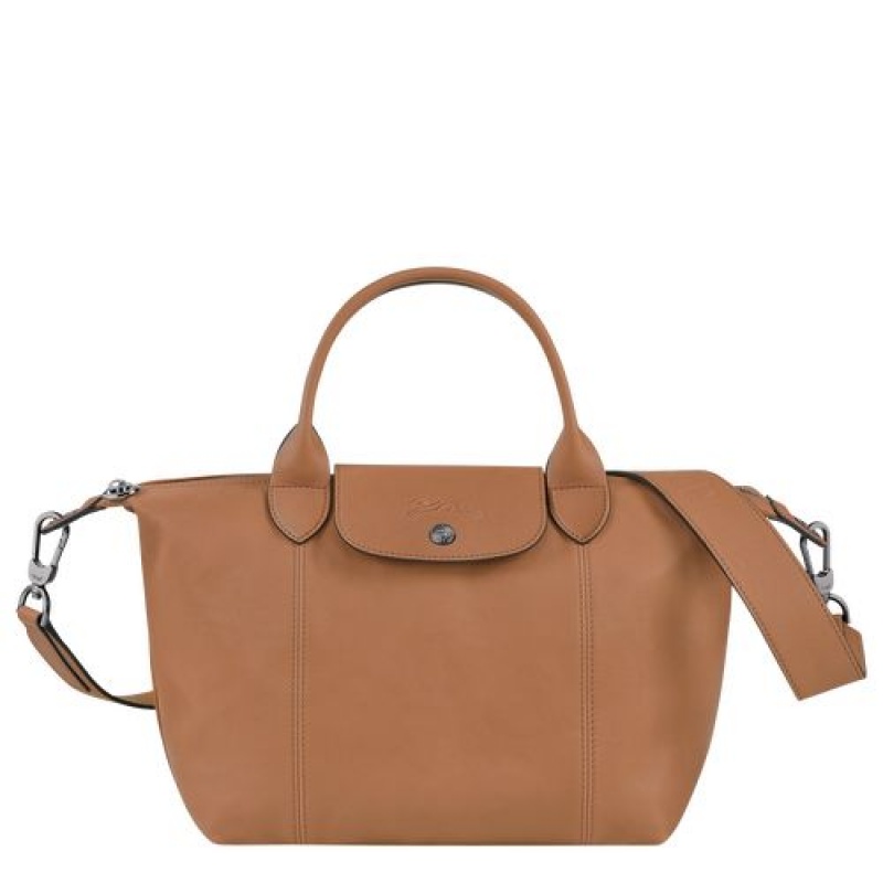 Longchamp Le Pliage Cuir Top handle bag S Hazelnut | HPYMDKB-75