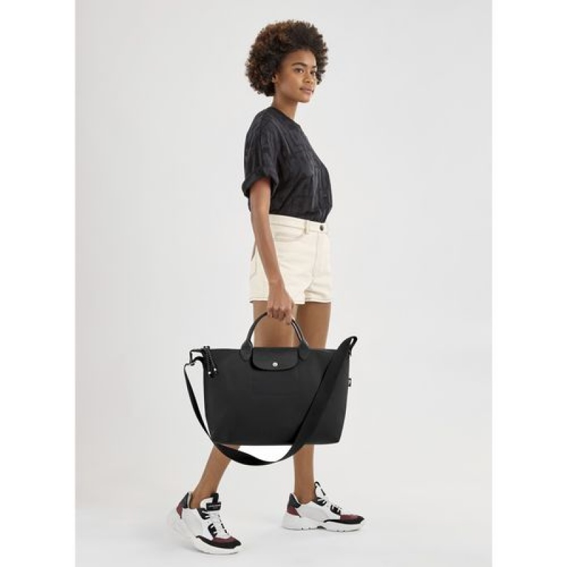 Longchamp Le Pliage Energy Top handle bag L Black | VOCWKXL-79