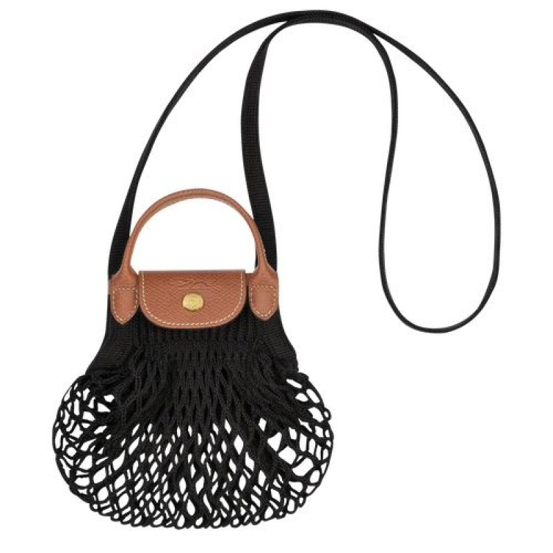 Longchamp Le Pliage Filet Crossbody bag XS Black | BYOSLTW-04