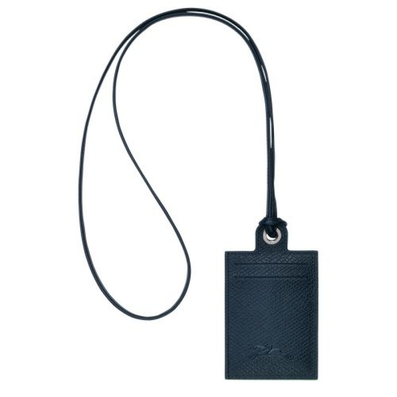 Longchamp Le Pliage Green Card holder with necklace Navy | GROZVXM-89