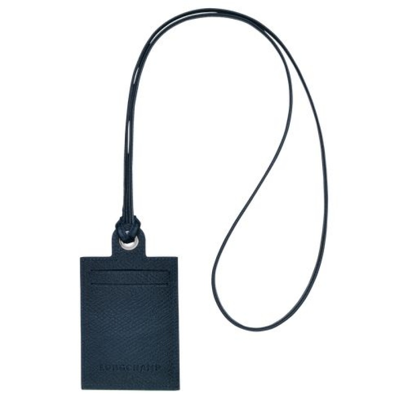 Longchamp Le Pliage Green Card holder with necklace Navy | GROZVXM-89