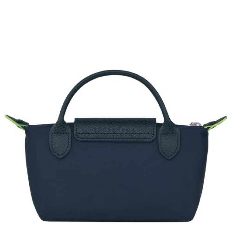 Longchamp Le Pliage Green Pouch with handle Navy | DQHNWEK-21