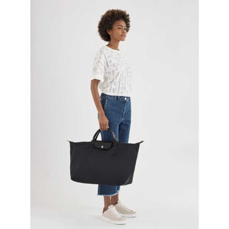 Longchamp Le Pliage Green Travel bag L Black | CPLOQVZ-48