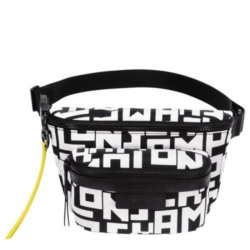 Longchamp Le Pliage LGP Belt bag M Black/White | YUDTCGJ-54