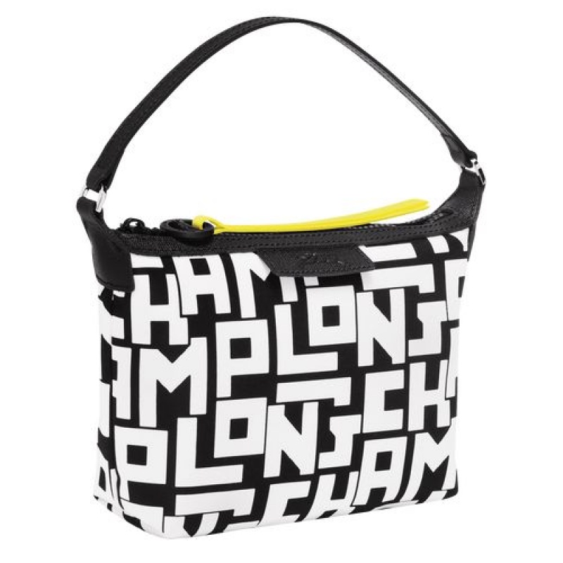 Longchamp Le Pliage LGP Clutch Black/White | QYEACUN-36