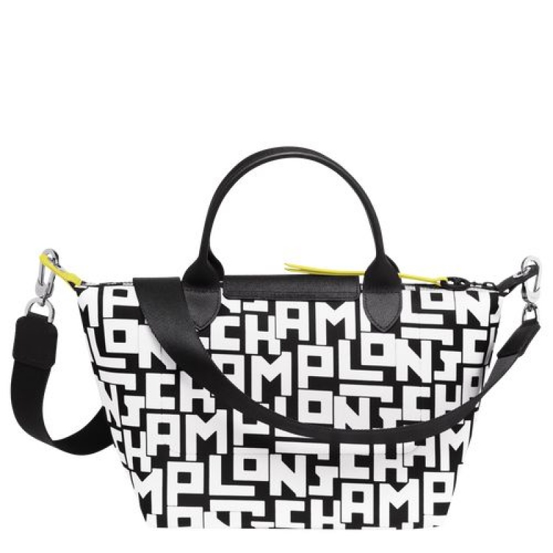 Longchamp Le Pliage LGP Top handle bag S Black/White | UFYQJKS-02