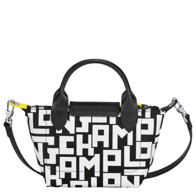 Longchamp Le Pliage LGP Top handle bag XS Black/White | IHDLJTW-96