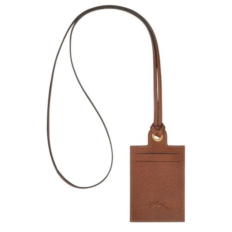 Longchamp Le Pliage Original Card holder with necklace Brown | MXLTEOD-32
