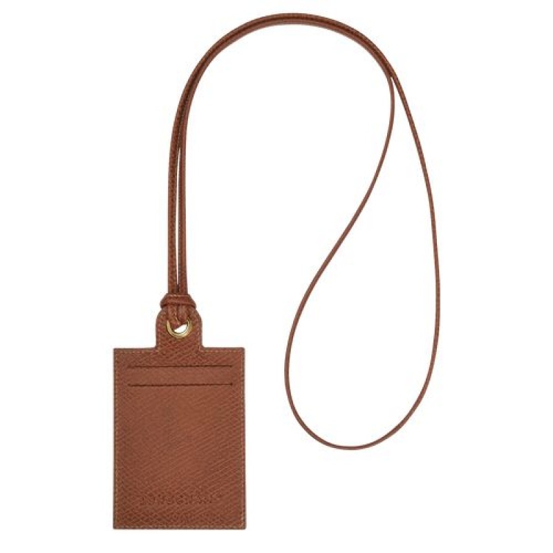 Longchamp Le Pliage Original Card holder with necklace Brown | MXLTEOD-32