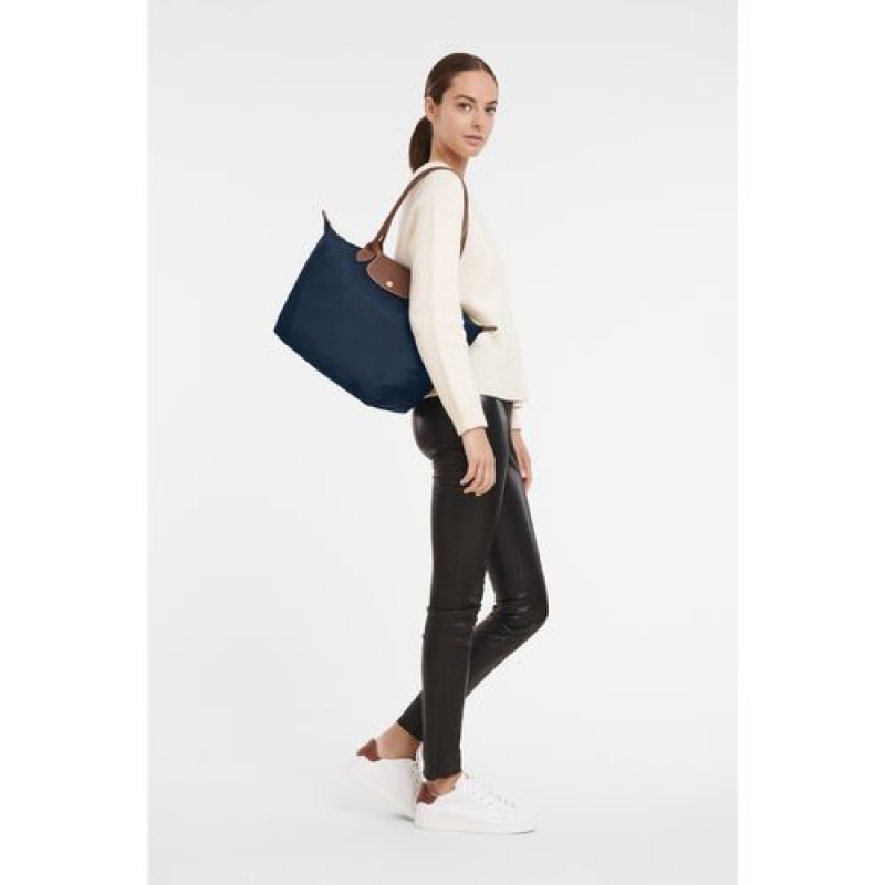 Longchamp Le Pliage Original Shoulder bag L Navy | KAMJSUT-57