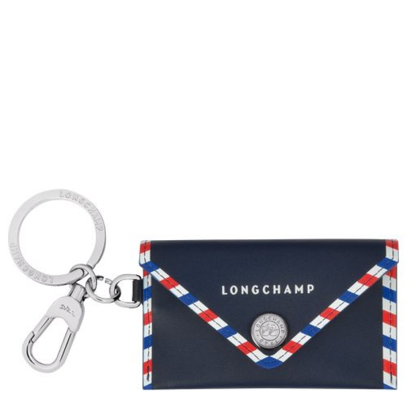 Longchamp Le Pliage Tres Paris Envelope key ring Navy | CVRJKLI-51