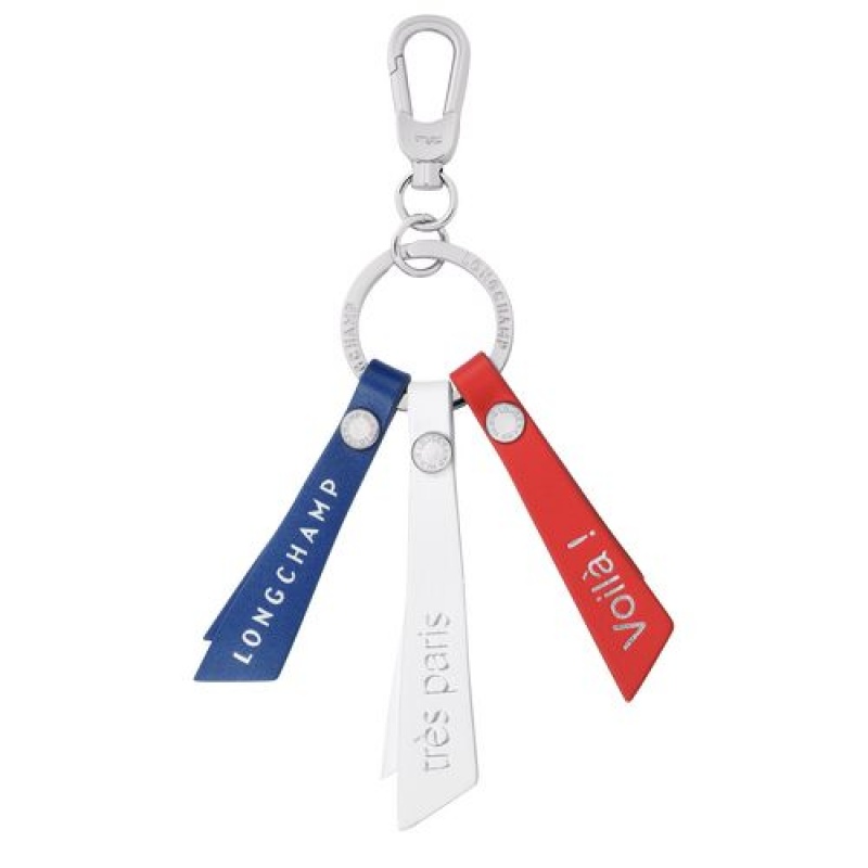 Longchamp Le Pliage Tres Paris Flag key ring Navy | HUFQKZW-75