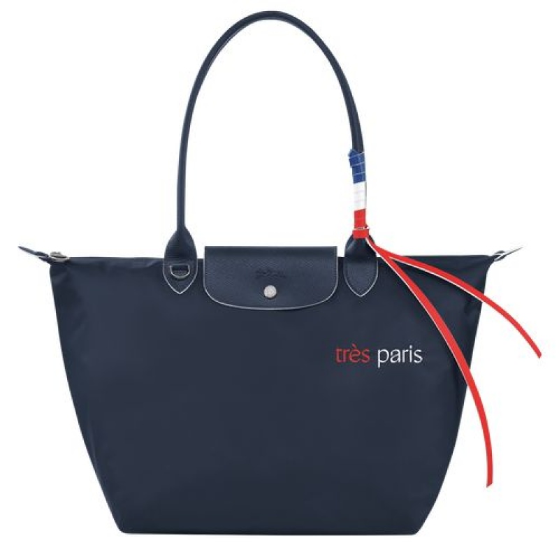 Longchamp Le Pliage Tres Paris Shopping bag L Navy | DNVAFPK-58