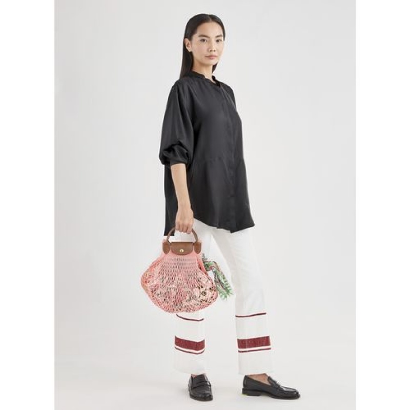 Longchamp Le Pliage filet Top handle bag Blush | AIPWYVU-67