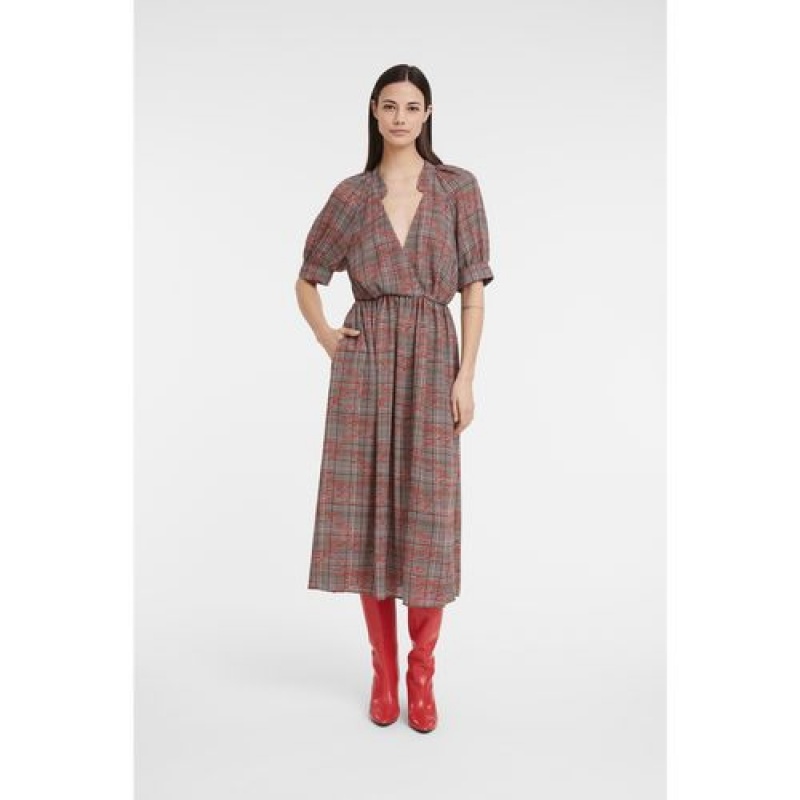 Longchamp Long dress Ebony/Red | GPINEYL-65