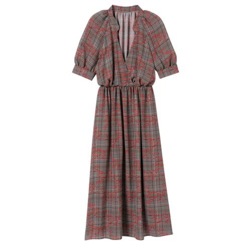 Longchamp Long dress Ebony/Red | GPINEYL-65
