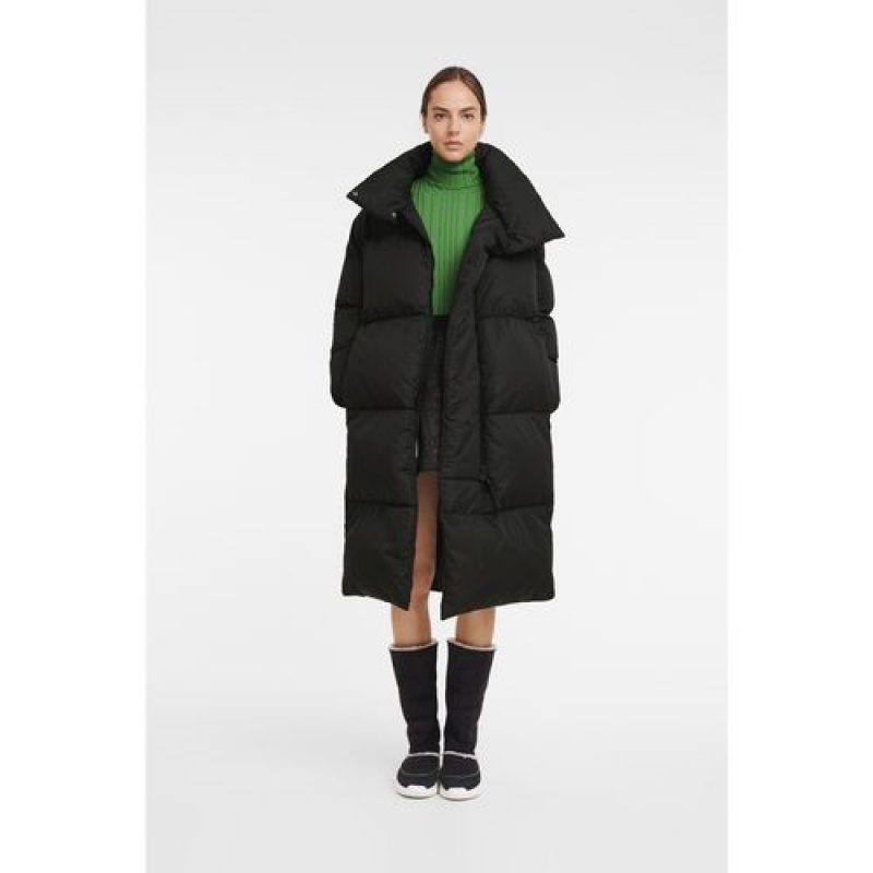 Longchamp Long puffer jacket Black | TVDQYKE-35