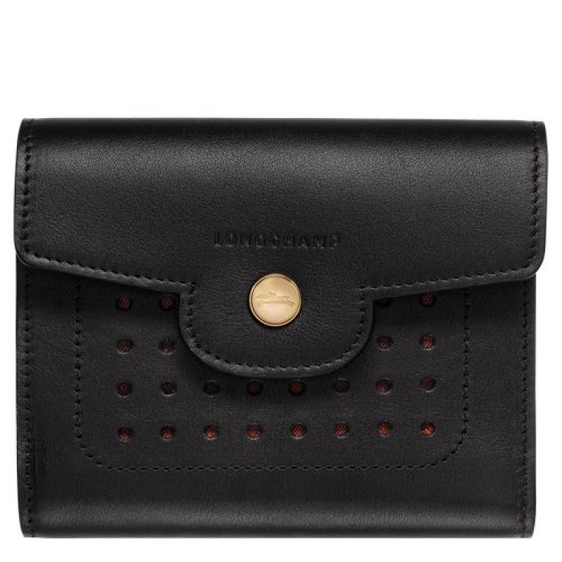 Longchamp Mademoiselle Compact wallet Black | PCSDHAY-76
