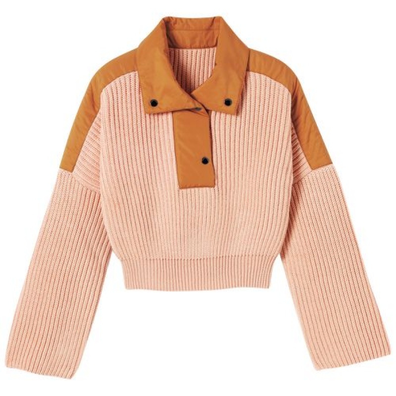 Longchamp Mesh and Nylon sweater Pale Pink | DUORTCK-09