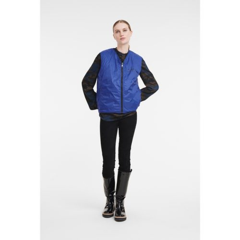 Longchamp Reversible vest Khaki/Blue | DYQVXWR-78
