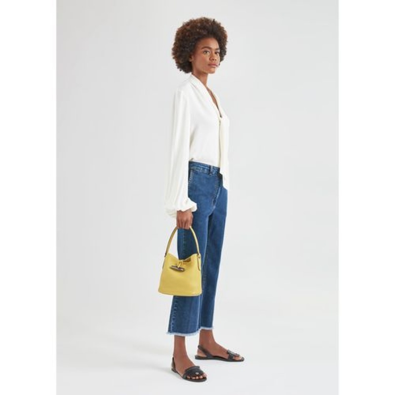 Longchamp Roseau Essential Bucket bag S Yellow | EHFNJQM-52