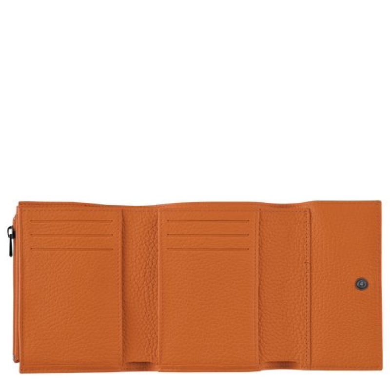 Longchamp Roseau Essential Compact wallet Saffron | FZAUYWL-70